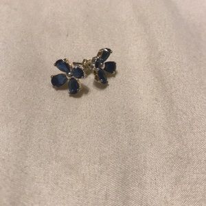 Sterling iolite flower stud earrings NWOT